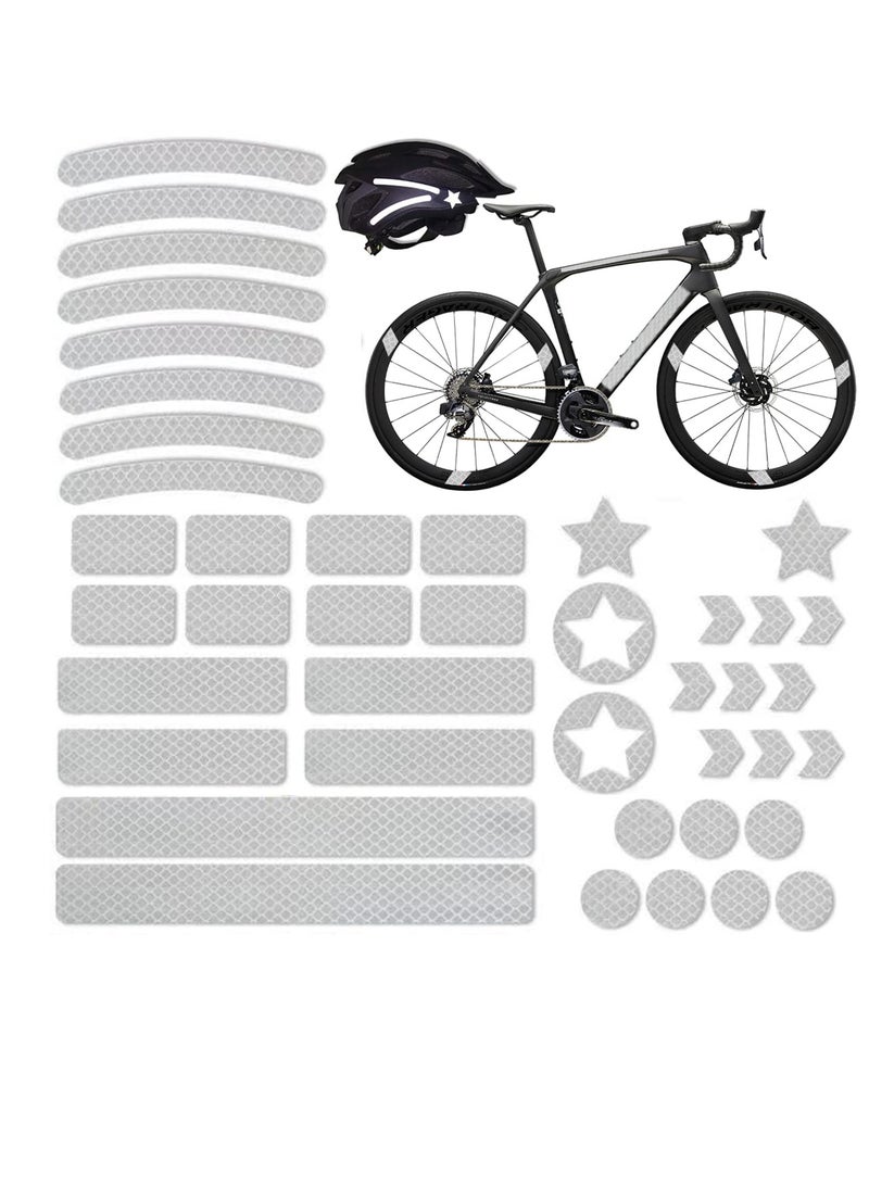 SYOSI 42Pcs Reflective Stickers Kit Night Visibility Adhesive Stickers Waterproof Safety Warning Decals Outdoor Safety Warning Reflective Stickers for Helmet Bicycle Car and Stroller - Image 1