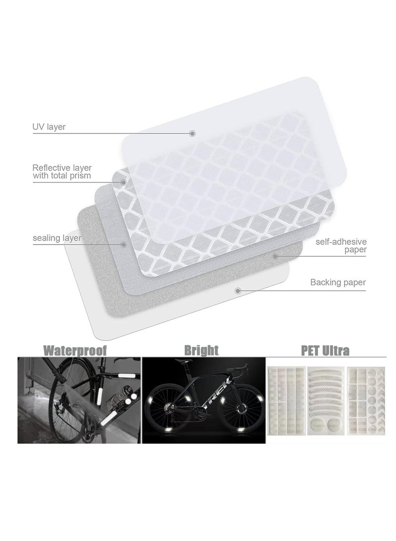 SYOSI 42Pcs Reflective Stickers Kit Night Visibility Adhesive Stickers Waterproof Safety Warning Decals Outdoor Safety Warning Reflective Stickers for Helmet Bicycle Car and Stroller - Image 3
