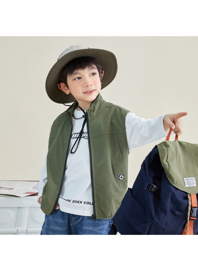 Style Stand Collar Vest For Kids, Children's Spring And Autumn Vest, Boys' Sleeveless Cardigan For Outdoor Activities - Image 2
