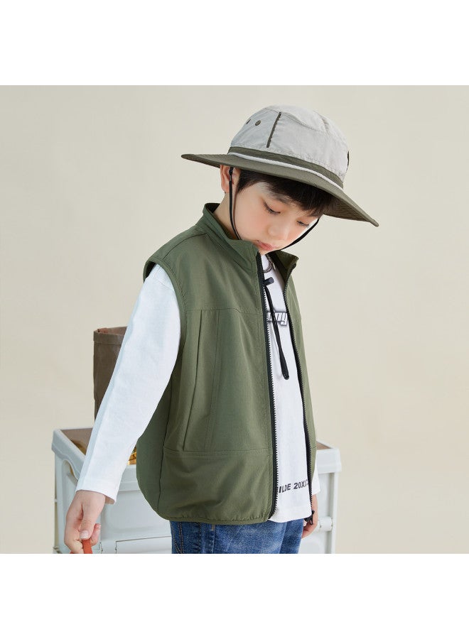 Style Stand Collar Vest For Kids, Children's Spring And Autumn Vest, Boys' Sleeveless Cardigan For Outdoor Activities - Image 5