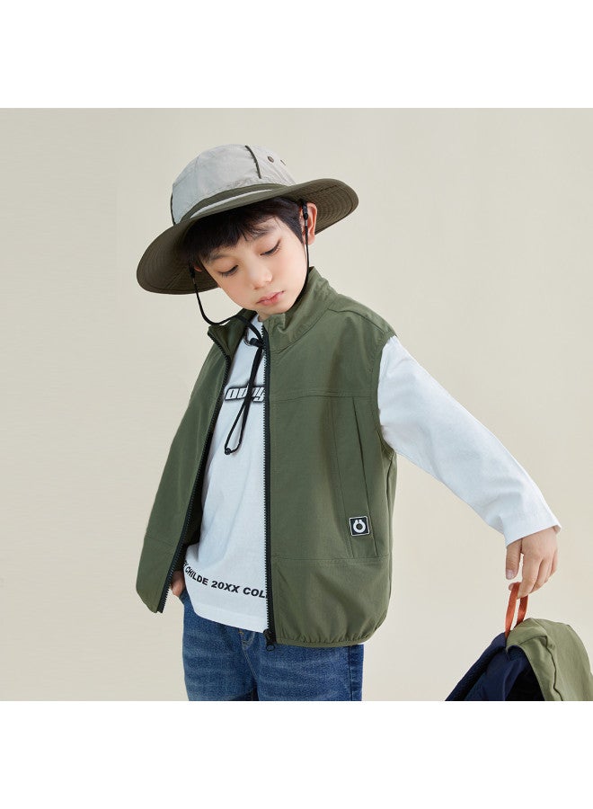 Style Stand Collar Vest For Kids, Children's Spring And Autumn Vest, Boys' Sleeveless Cardigan For Outdoor Activities - Image 3
