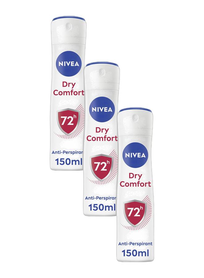 Nivea بخاخ مزيل العرق دراي كومفورت 150 مل عبوة من 3 - Image 1