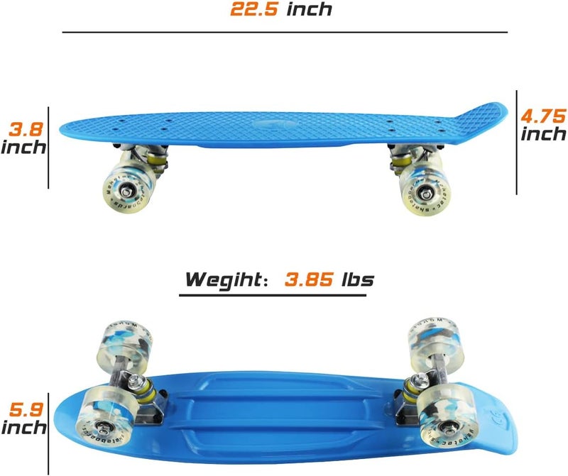 Meketec Skateboards Complete 22 Inch Mini Cruiser Retro Skateboard for Kids Boys Youths Beginners - Image 3