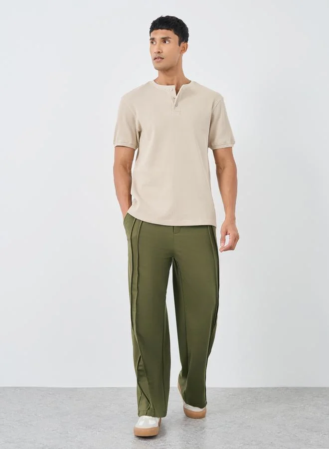 Styli Styli Relaxed Fit Pintuck Joggers with Drawcord
