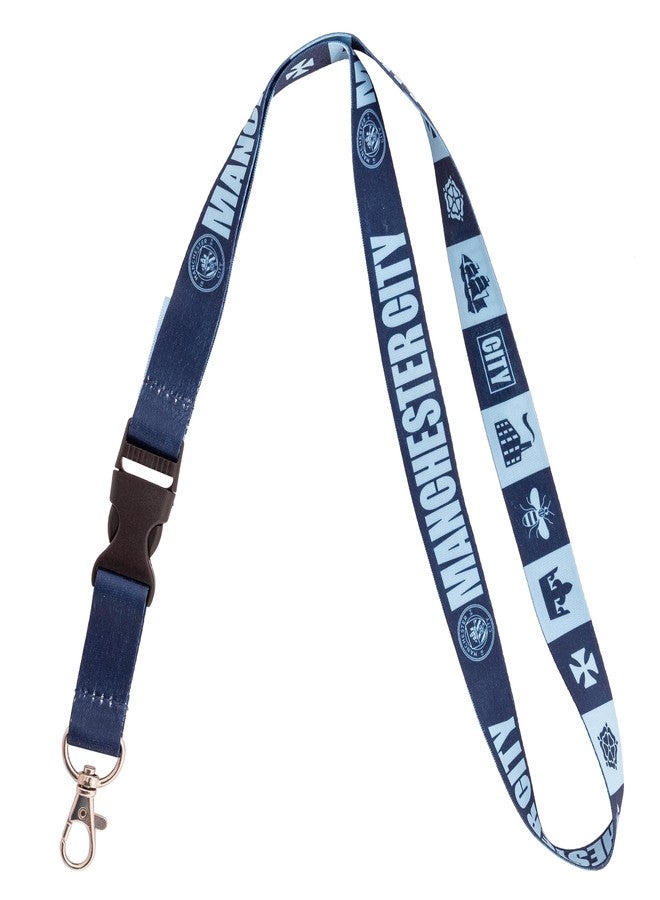 Desert Cactus Manchester City Lanyard Man City MCFC Football Soccer Car Keys ID Badge Holder Keychain Detachable Breakaway Snap Buckle (Lanyard Double Sided) - Image 1
