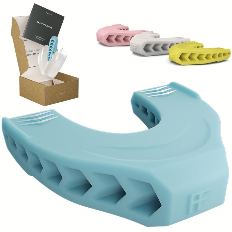 Facefit Jaw Exerciser by Facefit - Men & Women - Tone and strengthen your jawline, cheeks, chin and lips - Food-grade Silicone (Sky Blue) - Image 1