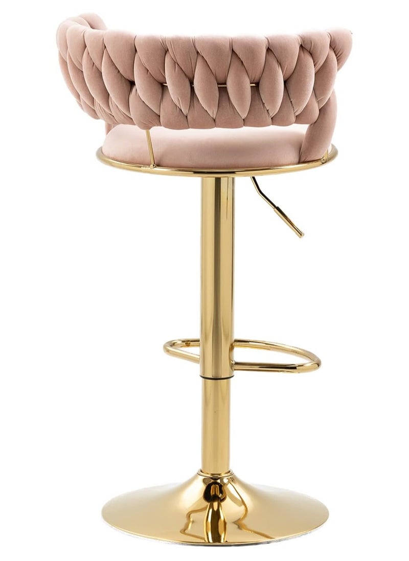 DubaiGallery - Modern Velvet Adjustable Barstools 360° Swivel Counter Stools with Golden Base Upholstered Open Back Tall Bar Chairs with Footrest for Home Pub Kitchen - Image 1