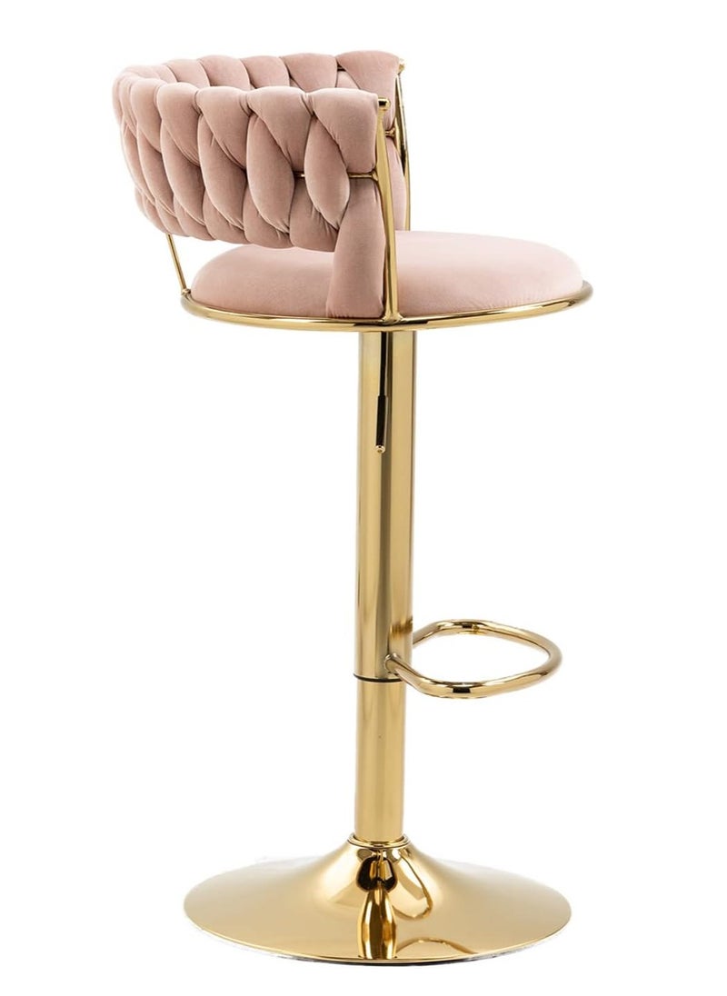 DubaiGallery - Modern Velvet Adjustable Barstools 360° Swivel Counter Stools with Golden Base Upholstered Open Back Tall Bar Chairs with Footrest for Home Pub Kitchen - Image 1