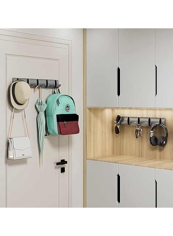 AISHEDYER Flip Coat Rack Wall Mount Aluminum Heavy Duty Floating Rack with 5 Retractable Hooks for Clothes Towels and Bags - Image 5