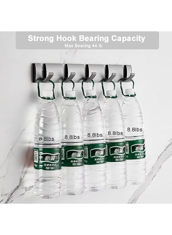 AISHEDYER Flip Coat Rack Wall Mount Aluminum Heavy Duty Floating Rack with 5 Retractable Hooks for Clothes Towels and Bags - Image 3