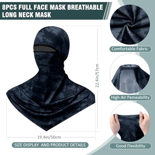 Bunnycool Balaclava Full Face Masks Summer Balaclava Long Face and Neck Cover Breathable Sun Protection for Men Women(8 Pcs,Stylish) - Image 2