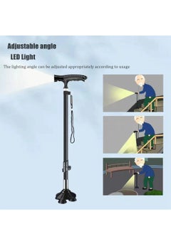 Cool Baby COOLBABY Elderly Cane Carbon Ultra-light Telescopic Cane Multi-function Cane Light Self-standing Cane With LED Light Magnet Massage Handle Cane  - Image 5