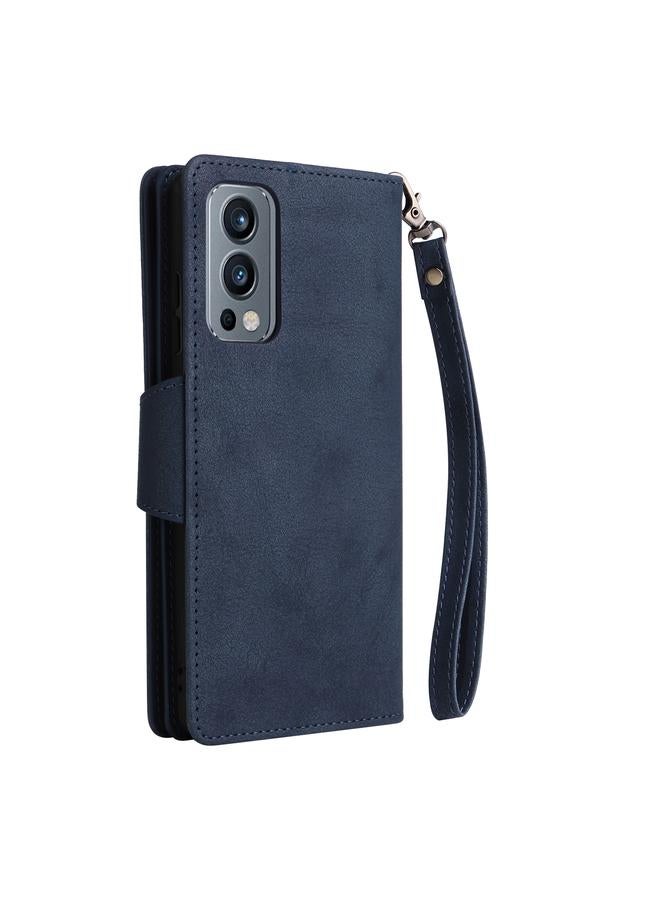 اس-توب جراب هاتف OnePlus Nord 2 من الجلد القابل للطي بثلاثة طيات مع مشبك برشام و9 بطاقات - Image 3