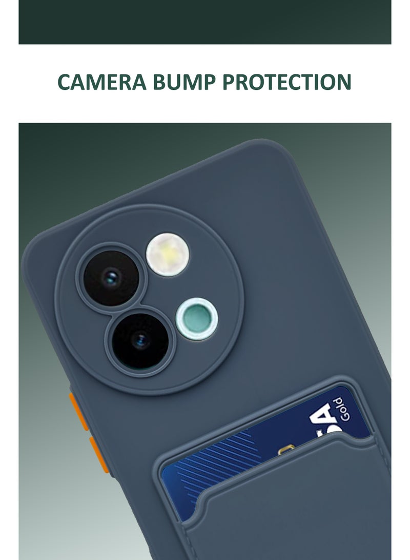 GMATE Vivo Y38 5G Soft TPU Phone Cover ,Built-in Card Slot Holder Slim Fit Protective Silicone Case- Navy Blue - Image 3
