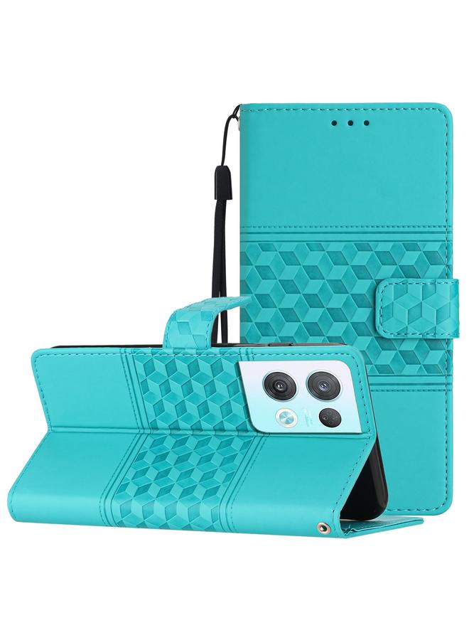 S-TOP Case For OPPO Reno8 Pro 5G Diamond Embossed Skin Feel Leather Phone Case with Lanyard - Image 1