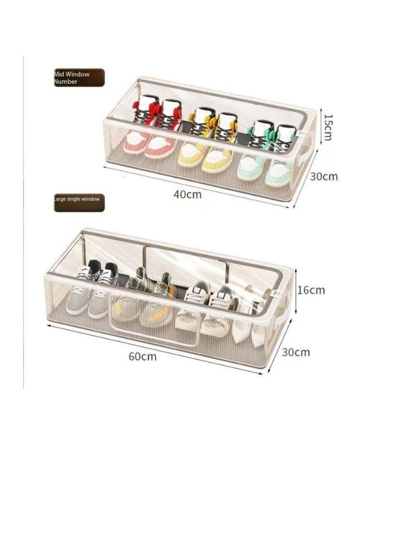 Under Bed Shoe Storage Organizer,Shoe Storage Box,Transparent PVC material with Steel Frame,Stackable and Foldable, fit Underbed, Space Saving Design, Top & Side Access(M+L) ﻿  - Image 2