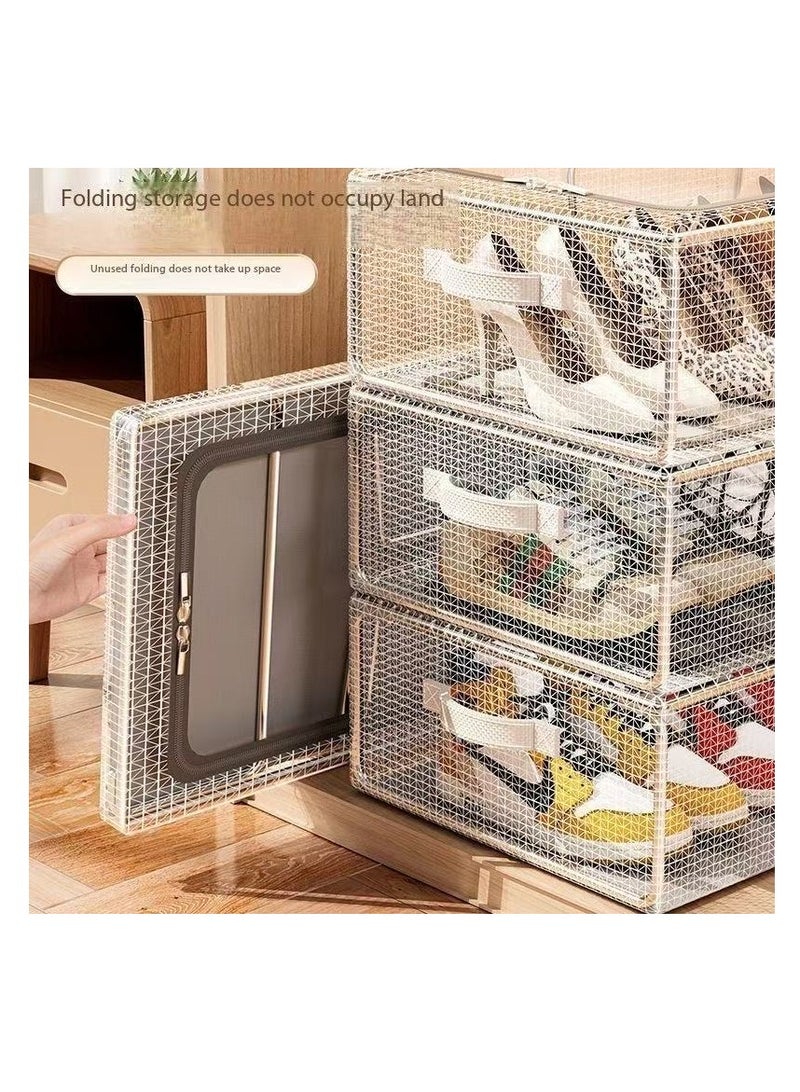 Under Bed Shoe Storage Organizer,Shoe Storage Box,Transparent PVC material with Steel Frame,Stackable and Foldable, fit Underbed, Space Saving Design, Top & Side Access(M+L) ﻿  - Image 3