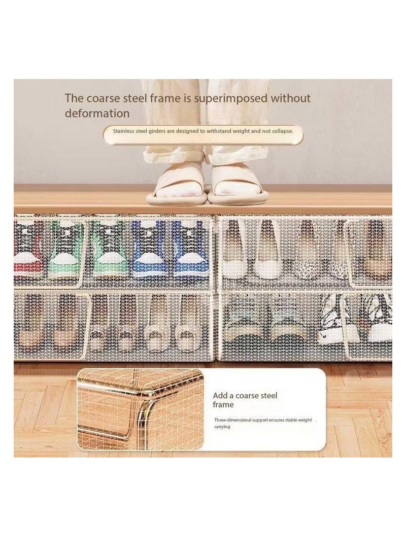 Under Bed Shoe Storage Organizer,Shoe Storage Box,Transparent PVC material with Steel Frame,Stackable and Foldable, fit Underbed, Space Saving Design, Top & Side Access(M+L) ﻿  - Image 4