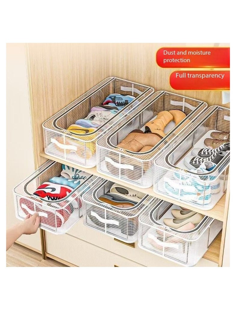 Under Bed Shoe Storage Organizer,Shoe Storage Box,Transparent PVC material with Steel Frame,Stackable and Foldable, fit Underbed, Space Saving Design, Top & Side Access(M+L) ﻿  - Image 5