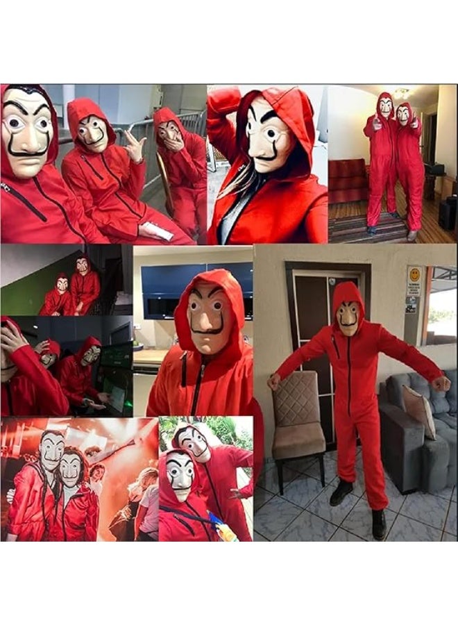 Brain Giggles Money Heist Costume – Red Jumpsuit with Salvador Dali Mask and Gloves – Unisex Halloween Cosplay Outfit for Men Women – Carnival Book Day Fancy Dress Full Set TV Show - Image 5
