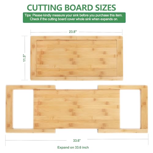 Hifybaty [2024 UPGRADE] Hifybaty Over The Sink Cutting Board - Expandable Cutting Board Over Sink, Bamboo Cutting Boards with Juice Groove, Kitchen Sink Cutting Board - Image 2