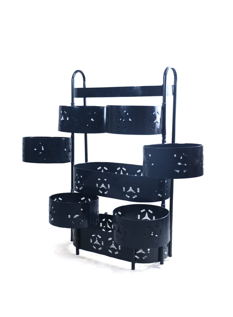 eBasket Turbo metal storage rack with 360-degree rotation, 5 layers with different sized compartments, and wheels for easy transport and movement. - Image 1