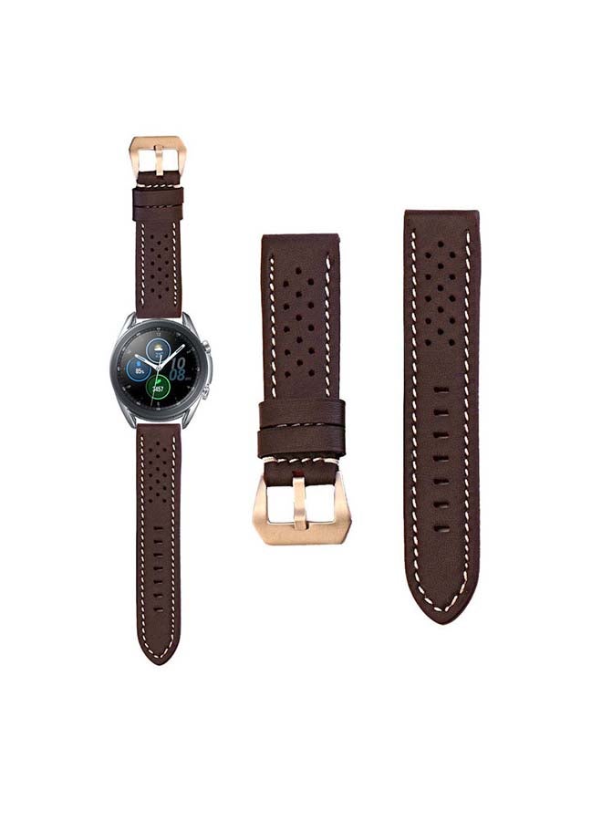Perfii Genuine Leather Replacement Band Samsung Galaxy Watch 3 Brown - Image 1
