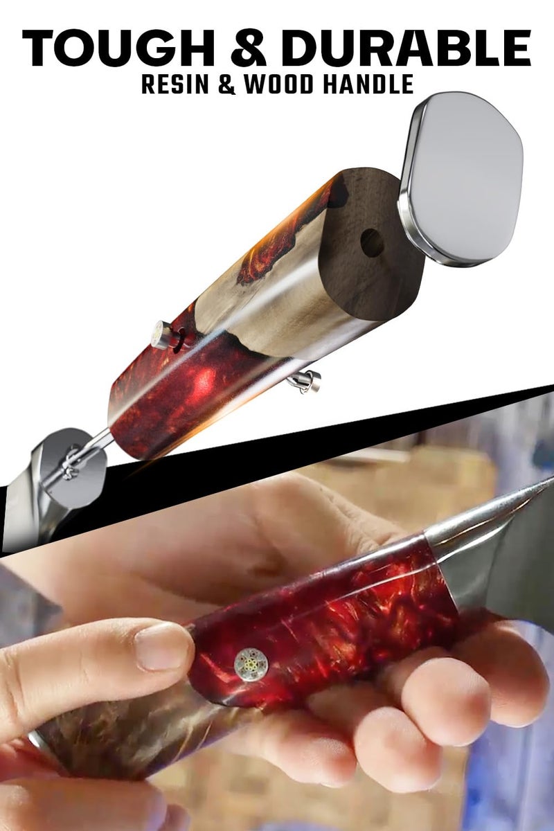 Dalstrong Chef Knife - 8 inch Blade - Premium 9CR18MOV HC Steel - Full Tang - Red Resin Handle - Chef's Knife - Valhalla Series - Razor Sharp Kitchen - Professional Leatther Sheath - Image 3