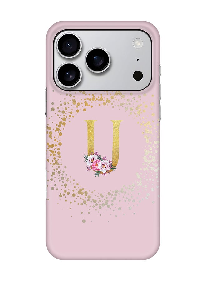 Stylizedd For iPhone 17 Pro,Case, [Compatible with MagSafe] Magnetic cover Slim fit Protection Matte, - Custom Monogram Floral - U  (Pink )