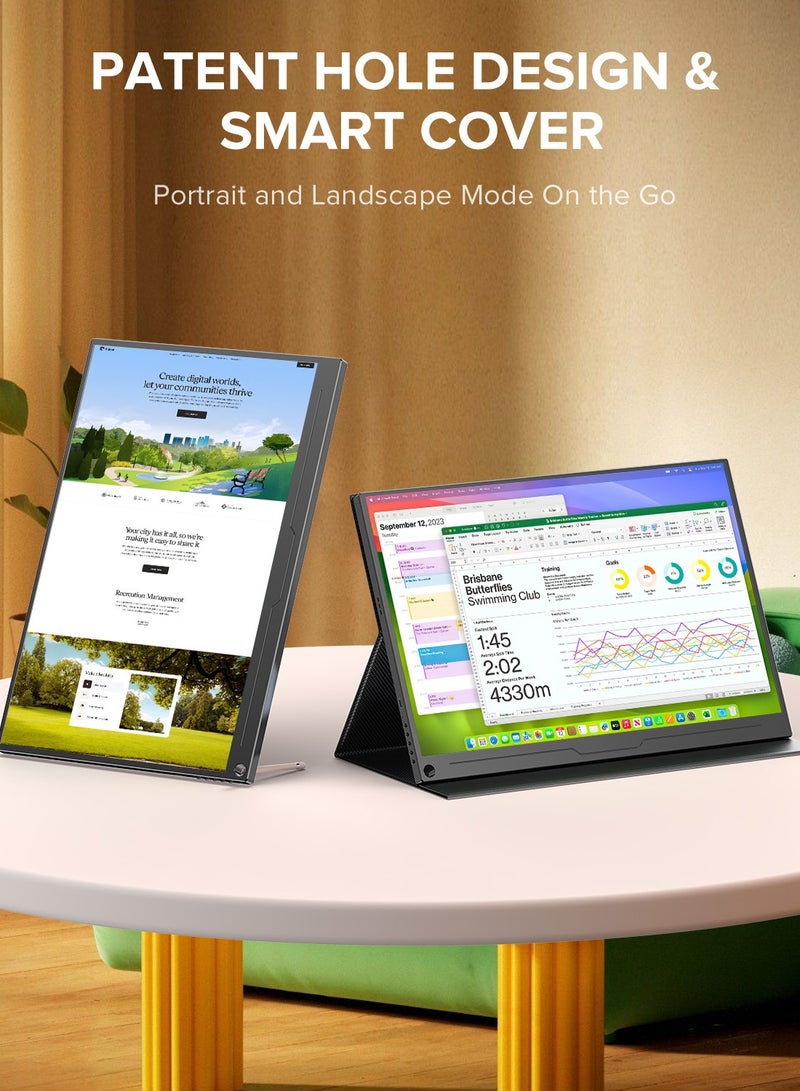 UPERFECT Portable Monitor 16 Inch Portable Monitor 2K QHD 2560 x 1600 IPS Mobile Monitor with Protective Case HDMI Type-C for Laptop,PC, Mac, Phone, PS4, VESA Compatible - Image 3