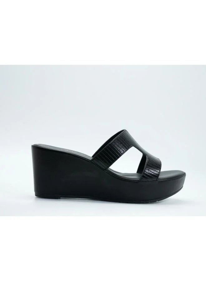 Michelle Morgan Black 092-3127 Michelle Morgan Women's T Bar Wedge Heel slip ons 514RJ33B Black for Women | Best Price UAE