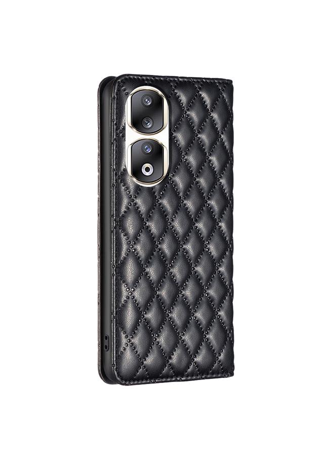 Green Tiger Case For Honor 90 Pro Diamond Lattice Magnetic Leather Flip Phone Case - Image 3