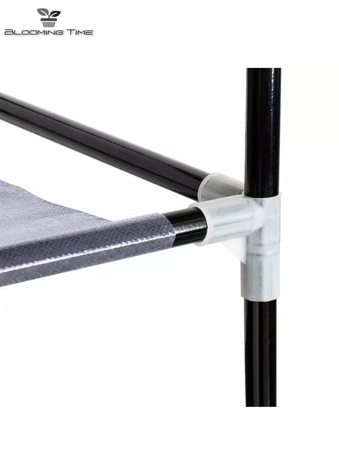 BLOOMING TIME 7-Layer Double-Row Non-Woven Shoe Rack, Large Capacity, Simple Assembly, Space-Saving, Gray  - Image 5