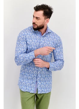 Men Regular Fit All Over Print Long Sleeves Casual Shirt, Blue