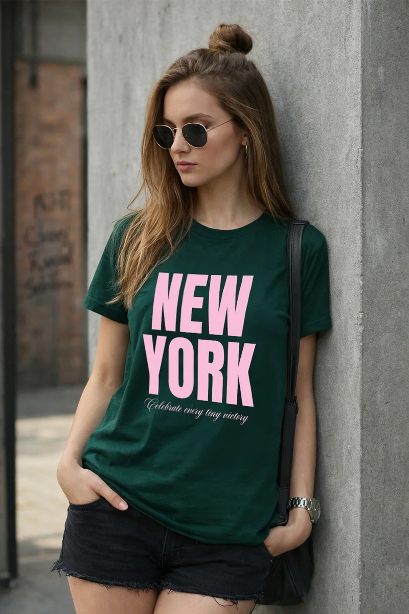 جونبيري JUNEBERRY® Trendy Women’s Regular Fit Printed Pure Cotton T-Shirt – Soft Casual Graphic Tee
