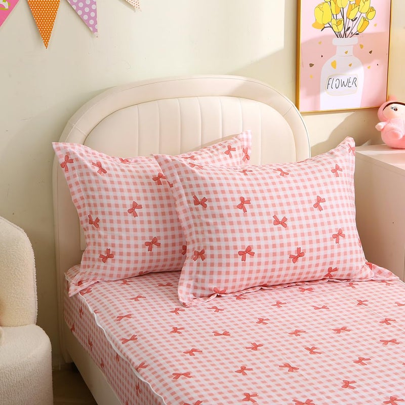 HLGBED Girls Bow Zipper Bedding Set Twin for Kids Bowknot Comforter Set Pink Lightweight Microfiber Bed Set Children Bedroom Decor - Image 5