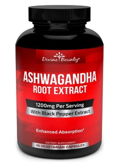 Divine Bounty Organic Ashwagandha Capsules - 1200mg Ashwagandha Powder with Black Pepper for Enhanced Absorption - Ashwaganda Supplement for Calmness & Mood Support - 90 Veggie Capsules  - Image 1