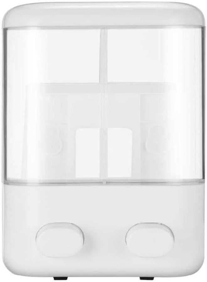 AKDC Plastic Double Head Wall Mount Shampoo Shower Gel Dispenser Home Hotel Bathroom Manual Liquid Soap Bottle Soap Dispenser For Hotel Bathroom Kitchen, White  - Image 1