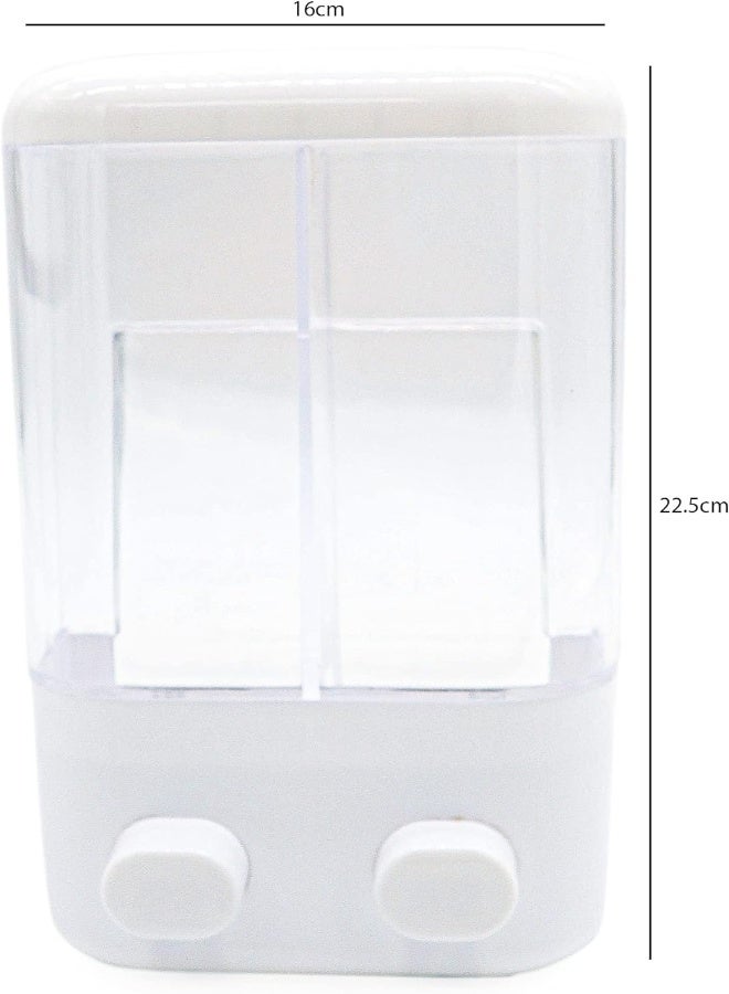AKDC Plastic Double Head Wall Mount Shampoo Shower Gel Dispenser Home Hotel Bathroom Manual Liquid Soap Bottle Soap Dispenser For Hotel Bathroom Kitchen, White  - Image 2
