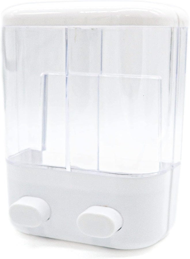 AKDC Plastic Double Head Wall Mount Shampoo Shower Gel Dispenser Home Hotel Bathroom Manual Liquid Soap Bottle Soap Dispenser For Hotel Bathroom Kitchen, White  - Image 4