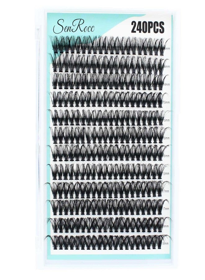 SenRocc Individual Lashes 14-18mm 240pcs Cluster Lashes D Curve Natural Look Mixed Tray DIY Eyelash Extension Volume Lash Clusters Eyelashes Long 0.07 Individual Lash Extensions (40D-0.07D-14-18mm) - Image 5