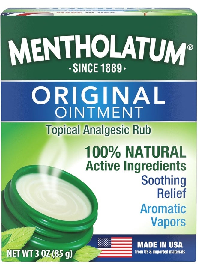 Mentholatum Original Ointment, 3 Ounce (85g) 100% Natural Active Ingredients for Soothing Relief - Image 1