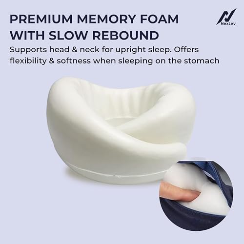 nexlev Travel Neck Pillow | Orthopedic Premium Memory Foam | for Airplane, Car, Train, Office use & Cervical Pain | Machine Washable | 360 Support | Carry Pouch for Storage | NP-06 - Image 2
