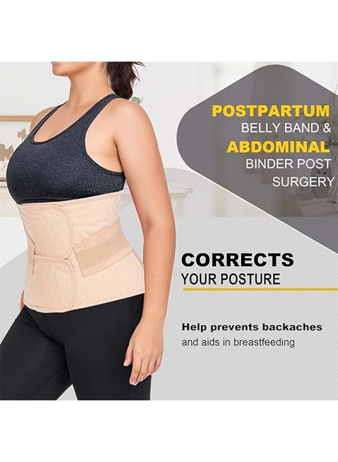 L&E Postpartum Belly Band Abdominal Binder Post Surgery C-section Belly Binder Wrap Girdle Recovery Belt Back Support Corset Shapewear Wrap Postpartum Girdle (L) - Image 5
