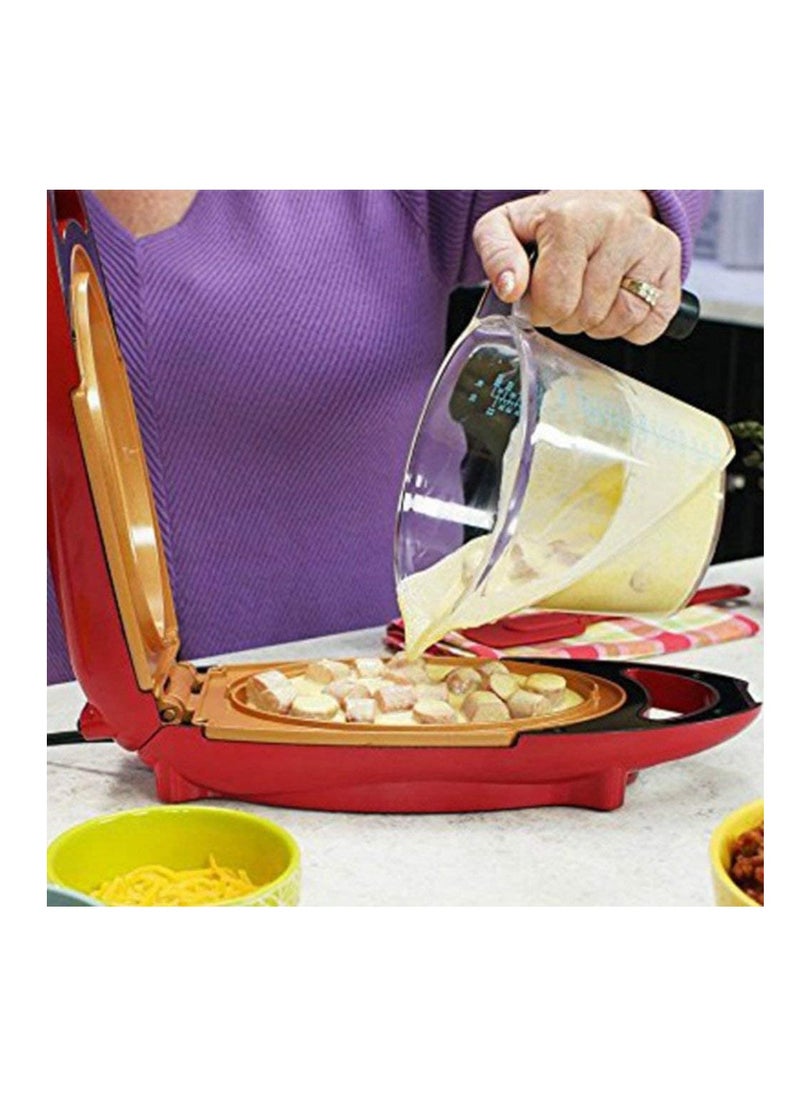 AMM - Grill Press Plate Red Copper 5 Minute Chef Double-Sided Copper-Infused Pan with Non-Stick Anti-Scratch Surface for Making Delicious Omelet" Red - Image 1