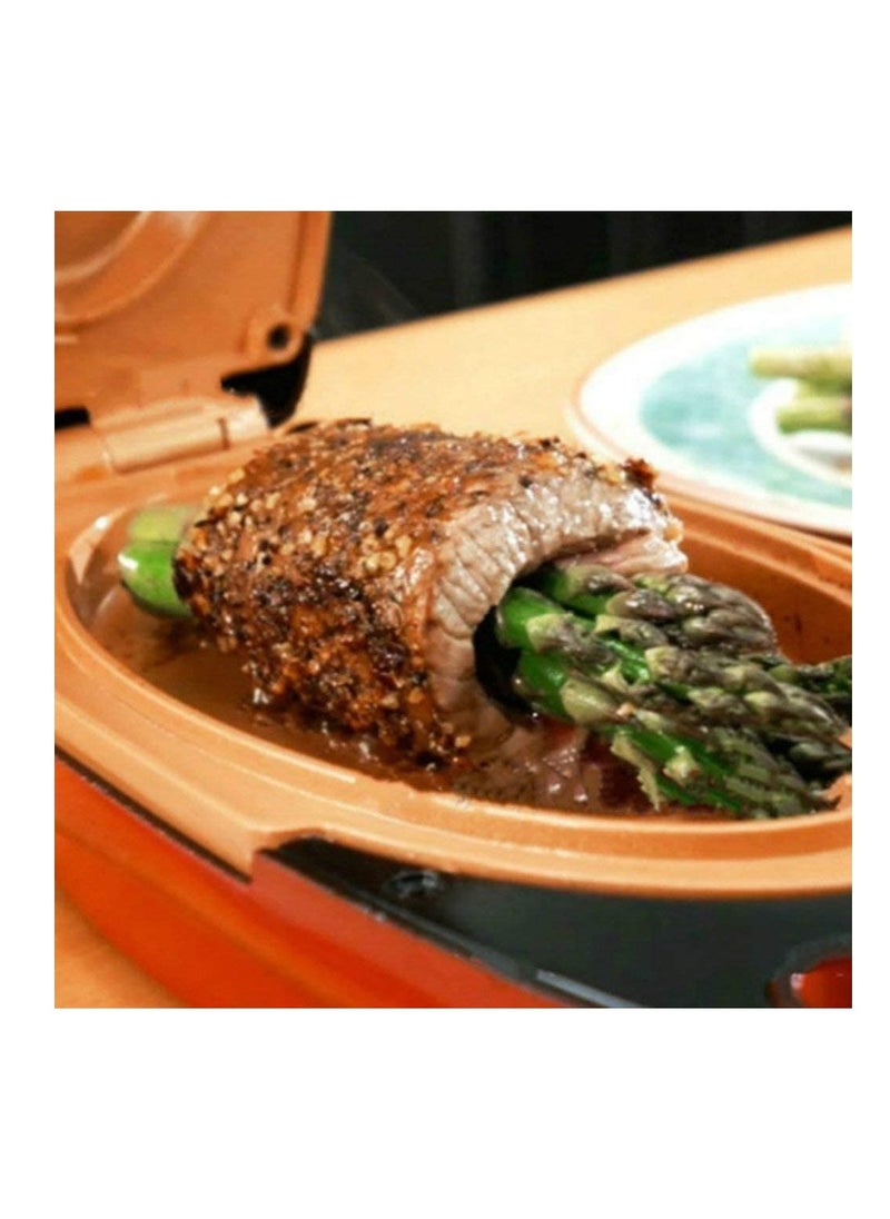 AMM - Grill Press Plate Red Copper 5 Minute Chef Double-Sided Copper-Infused Pan with Non-Stick Anti-Scratch Surface for Making Delicious Omelet" Red - Image 1