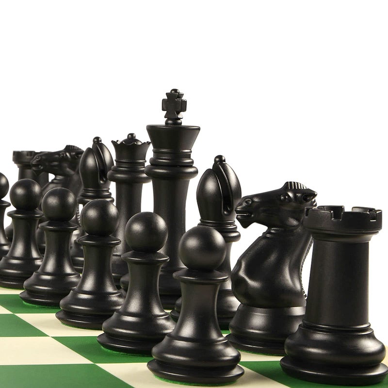 OUMODA 4" King Tournament Chess Set Foldable 20" Silicone Chess Board Mat with 2.2" Squares Green Color, Weighted Chess Pieces- 2 Extra Queens, Carrying Case for Storage and Travel - Image 4
