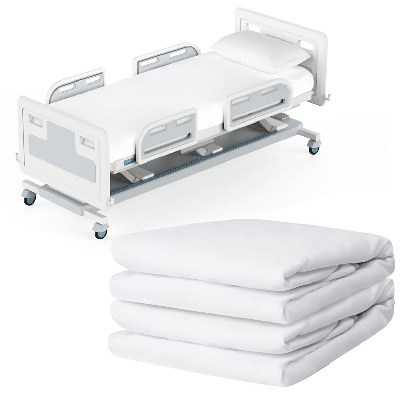 URZGU Hospital Bed Sheets 2 Pack, 36" x 80" x 9" Hospital Bed Fitted Sheets for Home Use & Hospital Care Beds, Ultra Soft & Breathable Hospital Bed Sheets, White - Image 1