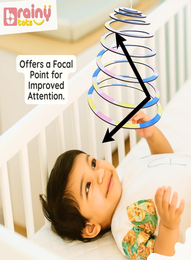 Brainytots Circular Spiral Hanging Toy Mobile | Hanging Mobile for Baby 0-6 Months | Dual-Sided Black-&-White + Color | Wooden Cot Mobile Hanging Toy | Cradle Toys Hanging | Bed Hanging Toys - Image 5