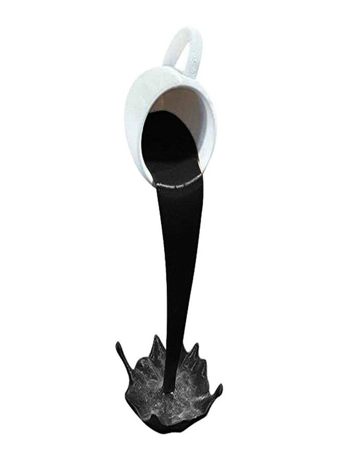 shenruifa Floating Coffee Cup Sculpture Resin Coffee Cup Spilling Sculpture for Home Desk Ornaments Decor (Black) - Image 1